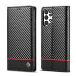 For Samsung Galaxy A13 4G/5G/A04/A04s LC.IMEEKE Carbon Fiber Flip Leather Phone Case(Horizontal Black)