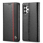 For Samsung Galaxy A13 4G/5G/A04/A04s LC.IMEEKE Carbon Fiber Flip Leather Phone Case(Vertical Black)