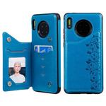 For Huawei Mate 30 Six Cats Embossing Pattern Protective Case with Holder & Card Slots & Photo Frame(Blue)