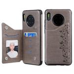 For Huawei Mate 30 Six Cats Embossing Pattern Protective Case with Holder & Card Slots & Photo Frame(Grey)