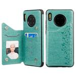 For Huawei Mate 30 Six Cats Embossing Pattern Protective Case with Holder & Card Slots & Photo Frame(Green)