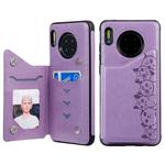 For Huawei Mate 30 Six Cats Embossing Pattern Protective Case with Holder & Card Slots & Photo Frame(Purple)