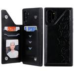 For Galaxy Note 10+ Six Cats Embossing Pattern Protective Case with Holder & Card Slots & Photo Frame(Black)