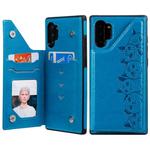 For Galaxy Note 10+ Six Cats Embossing Pattern Protective Case with Holder & Card Slots & Photo Frame(Blue)