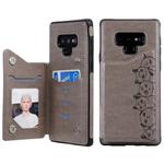 For Galaxy Note 9 Six Cats Embossing Pattern Protective Case with Holder & Card Slots & Photo Frame(Grey)