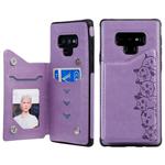 For Galaxy Note 9 Six Cats Embossing Pattern Protective Case with Holder & Card Slots & Photo Frame(Purple)