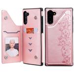 For Galaxy Note 10 Six Cats Embossing Pattern Protective Case with Holder & Card Slots & Photo Frame(Rose Gold)