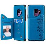 For Galaxy S9 Six Cats Embossing Pattern Protective Case with Holder & Card Slots & Photo Frame(Blue)
