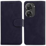 For Asus Zenfone 9 Skin Feel Pure Color Flip Leather Phone Case(Black)