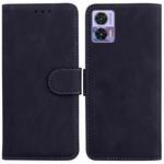 For Motorola Edge 30 Neo / Edge 30 Lite Skin Feel Pure Color Flip Leather Phone Case(Black)