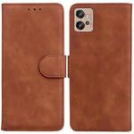 For Motorola Moto G32 Skin Feel Pure Color Flip Leather Phone Case(Brown)