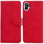 For Nothing Phone 1 Skin Feel Pure Color Flip Leather Phone Case(Red)