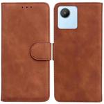 For Realme C30 Skin Feel Pure Color Flip Leather Phone Case(Brown)