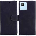For Realme C30 Skin Feel Pure Color Flip Leather Phone Case(Black)