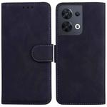 For OPPO Reno8 Skin Feel Pure Color Flip Leather Phone Case(Black)