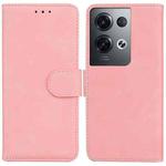 For OPPO Reno8 Pro Skin Feel Pure Color Flip Leather Phone Case(Pink)