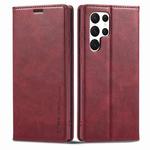For Samsung Galaxy S22 Ultra 5G LC.IMEEKE RFID Anti-theft Leather Phone Case(Red)