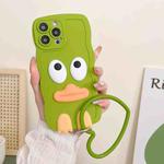 For iPhone 14 Pro Wave Edge Big Duck Silicone Phone Case with Wristband(Green)