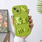 For iPhone 13 Wave Edge 3D M Bear Bunny Silicone Phone Case(Green)