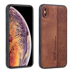 For iPhone XS Max AZNS 3D Embossed Skin Feel Phone Case(Brown)