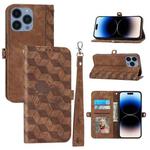 For iPhone 14 Pro Spider Printed Leather Phone Case(Brown)