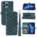 For iPhone 13 Pro Max Spider Printed Leather Phone Case(Green)