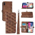 For iPhone X / XS Spider Printed Leather Phone Case(Brown)