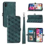 For iPhone X / XS Spider Printed Leather Phone Case(Green)