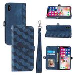For iPhone X / XS Spider Printed Leather Phone Case(Blue)