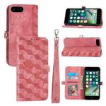 For iPhone 8 Plus / 7 Plus Spider Printed Leather Phone Case(Pink)