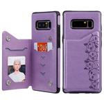 For Galaxy Note 8 Six Cats Embossing Pattern Protective Case with Holder & Card Slots & Photo Frame(Purple)