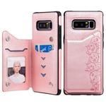 For Galaxy Note 8 Six Cats Embossing Pattern Protective Case with Holder & Card Slots & Photo Frame(Rose Gold)