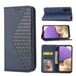 For Samsung Galaxy A32 5G Cubic Grid Calf Texture Magnetic Closure Leather Phone Case(Blue)