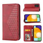 For Samsung Galaxy A72 4G / 5G Cubic Grid Calf Texture Magnetic Closure Leather Phone Case(Red)