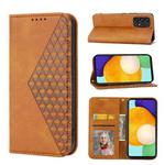 For Samsung Galaxy A72 4G / 5G Cubic Grid Calf Texture Magnetic Closure Leather Phone Case(Yellow)