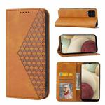 For Samsung Galaxy A22 4G Cubic Grid Calf Texture Magnetic Closure Leather Phone Case(Yellow)