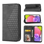 For Samsung Galaxy A03s 165.8mm Cubic Grid Calf Texture Magnetic Closure Leather Phone Case(Black)