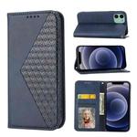 For iPhone 11 Cubic Grid Calf Texture Magnetic Closure Leather Phone Case(Blue)