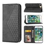 For iPhone SE 2022 / SE 2020 / 7 / 8 Cubic Grid Calf Texture Magnetic Closure Leather Phone Case(Black)