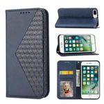 For iPhone SE 2022 / SE 2020 / 7 / 8 Cubic Grid Calf Texture Magnetic Closure Leather Phone Case(Blue)