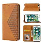 For iPhone SE 2022 / SE 2020 / 7 / 8 Cubic Grid Calf Texture Magnetic Closure Leather Phone Case(Yellow)