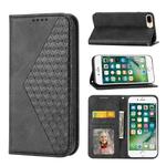 For iPhone 7 Plus / 8 Plus Cubic Grid Calf Texture Magnetic Closure Leather Phone Case(Black)