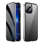 For iPhone 14 Plus Dual-Lock Anti-peeping Glass 360 Full Body Frosted Magnetic Phone Case(Silver)