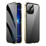 For iPhone 12 Dual-Lock Anti-peeping Glass 360 Full Body Frosted Magnetic Phone Case(Gold)