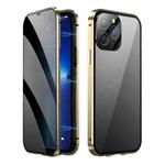 For iPhone 12 Pro Dual-Lock Anti-peeping Glass 360 Full Body Frosted Magnetic Phone Case(Gold)