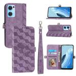 For OPPO Reno7 Spider Printed Leather Phone Case(Purple)