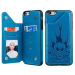 For iPhone 6s / 6 Skull Head Embossing Pattern Shockproof Protective Case with Holder & Card Slots & Wallet(Blue)