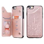 For iPhone 6s / 6 Skull Head Embossing Pattern Shockproof Protective Case with Holder & Card Slots & Wallet(Rose Gold)