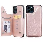 For iPhone 11 Pro Max Skull Head Embossing Pattern Shockproof Protective Case with Holder & Card Slots & Wallet(Rose Gold)