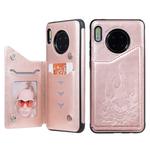 For Huawei Mate 30 Skull Head Embossing Pattern Shockproof Protective Case with Holder & Card Slots & Wallet(Rose Gold)